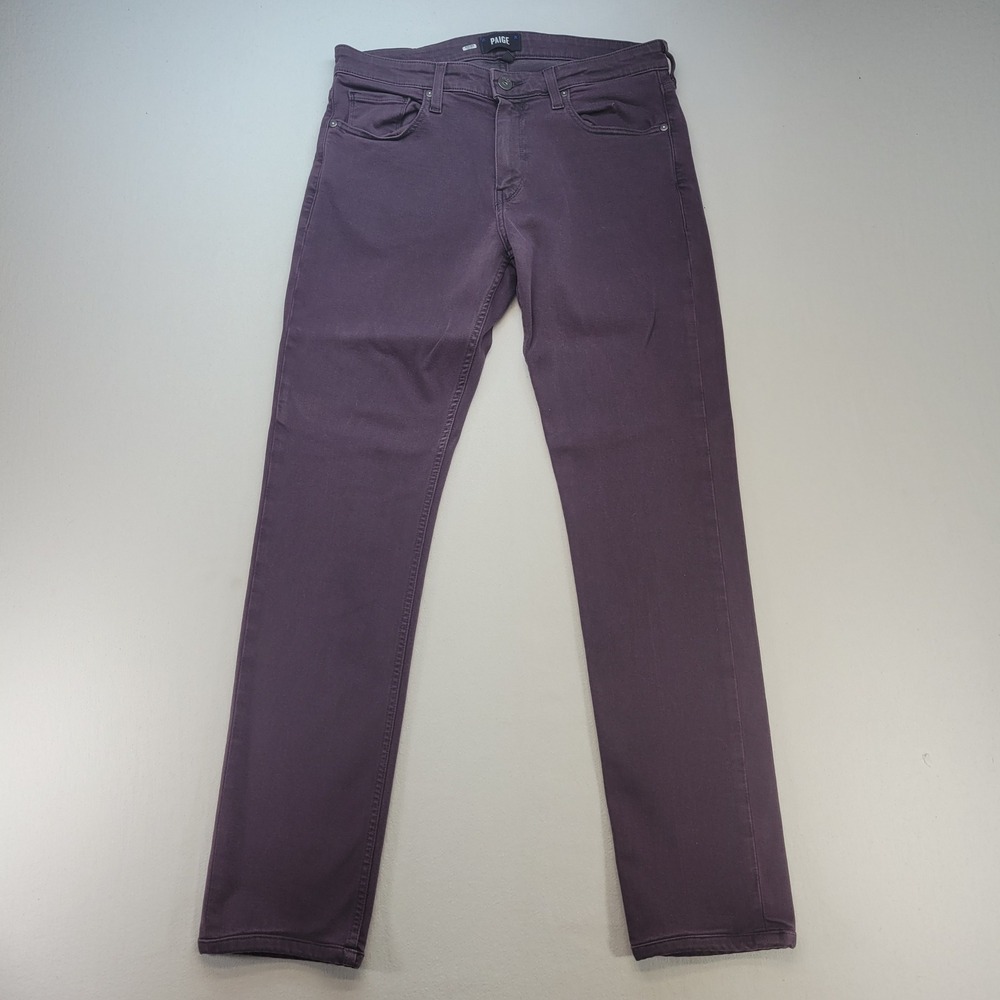 Paige Federal Jeans Mens 33x31 Purple Slim Straight Stretch Denim Pants